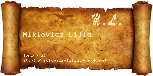 Miklovicz Lilla névjegykártya